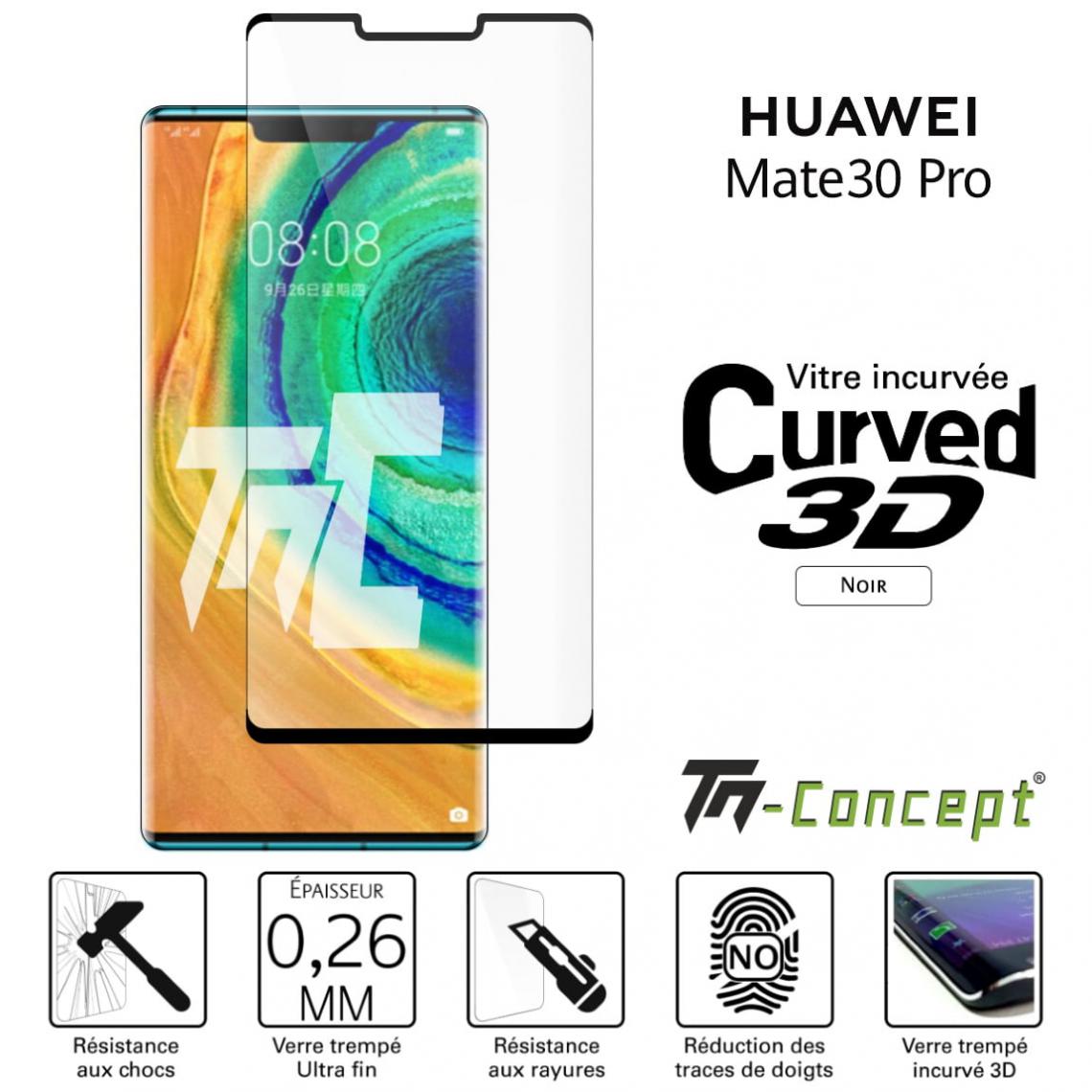 Tm Concept - Verre trempé 3D - Huawei Mate 30 Pro - Noir - TM Concept® - Protection écran smartphone