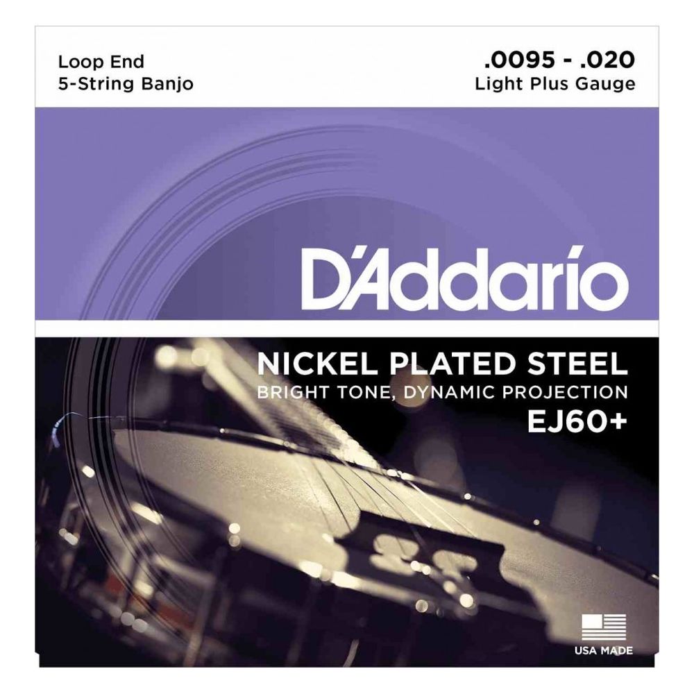 D'Addario - D'Addario EJ60+ Light+ 9.5-20 - Jeu de cordes Banjo 5 cordes plaqué nickel - Accessoires instruments à cordes