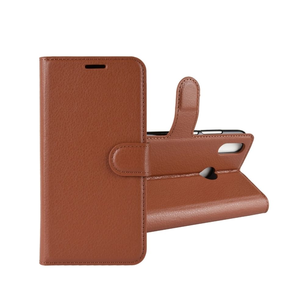 Wewoo - Housse Coque Étui en cuir à rabat horizontal Texture Litchi pour HuY9 (2019), avec support et emplacements pour cartes porte-monnaie (Marron) - Coque, étui smartphone