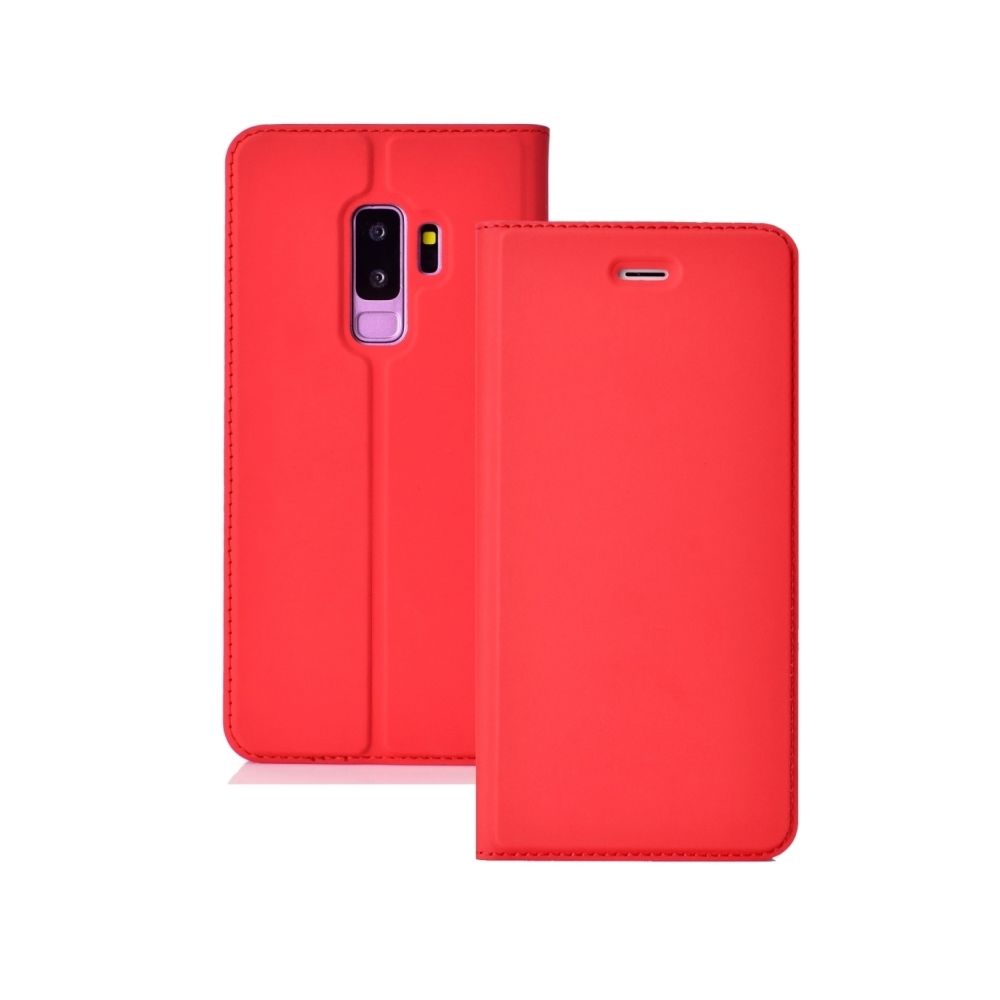 Wewoo - Housse Coque Etui en cuir avec carte magnétique pressée ultra-mince pour TPU + PU pour Galaxy S9 +, fente pour et support (Rouge) - Coque, étui smartphone