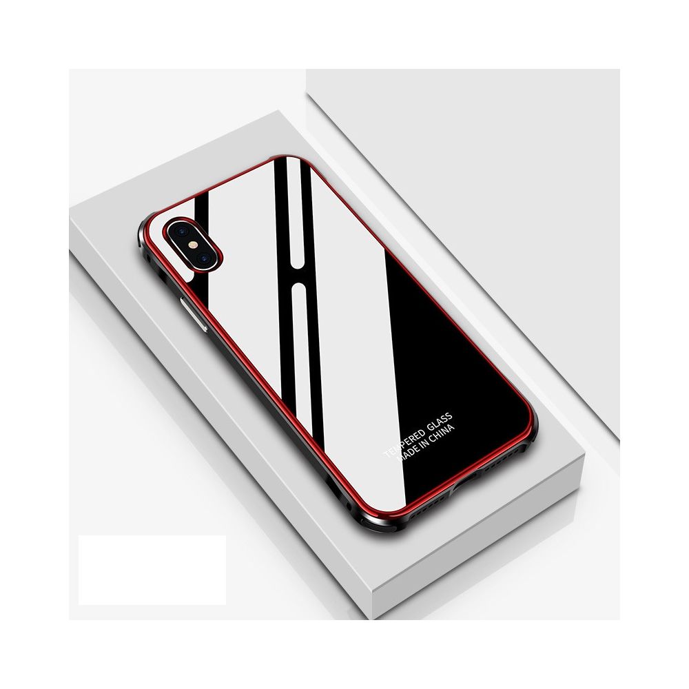 Wewoo - Coque Rigide Verre trempé + en métal Crystal Cube Airbag pour iPhone XR rouge - Coque, étui smartphone