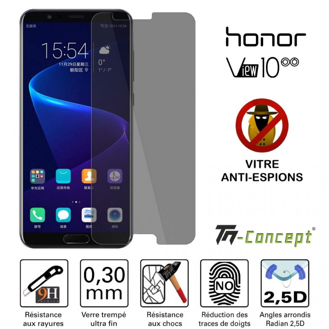 Tm Concept - Verre trempé teinté - Huawei Honor View 10 - Anti-espion - TM Concept® - Protection écran smartphone