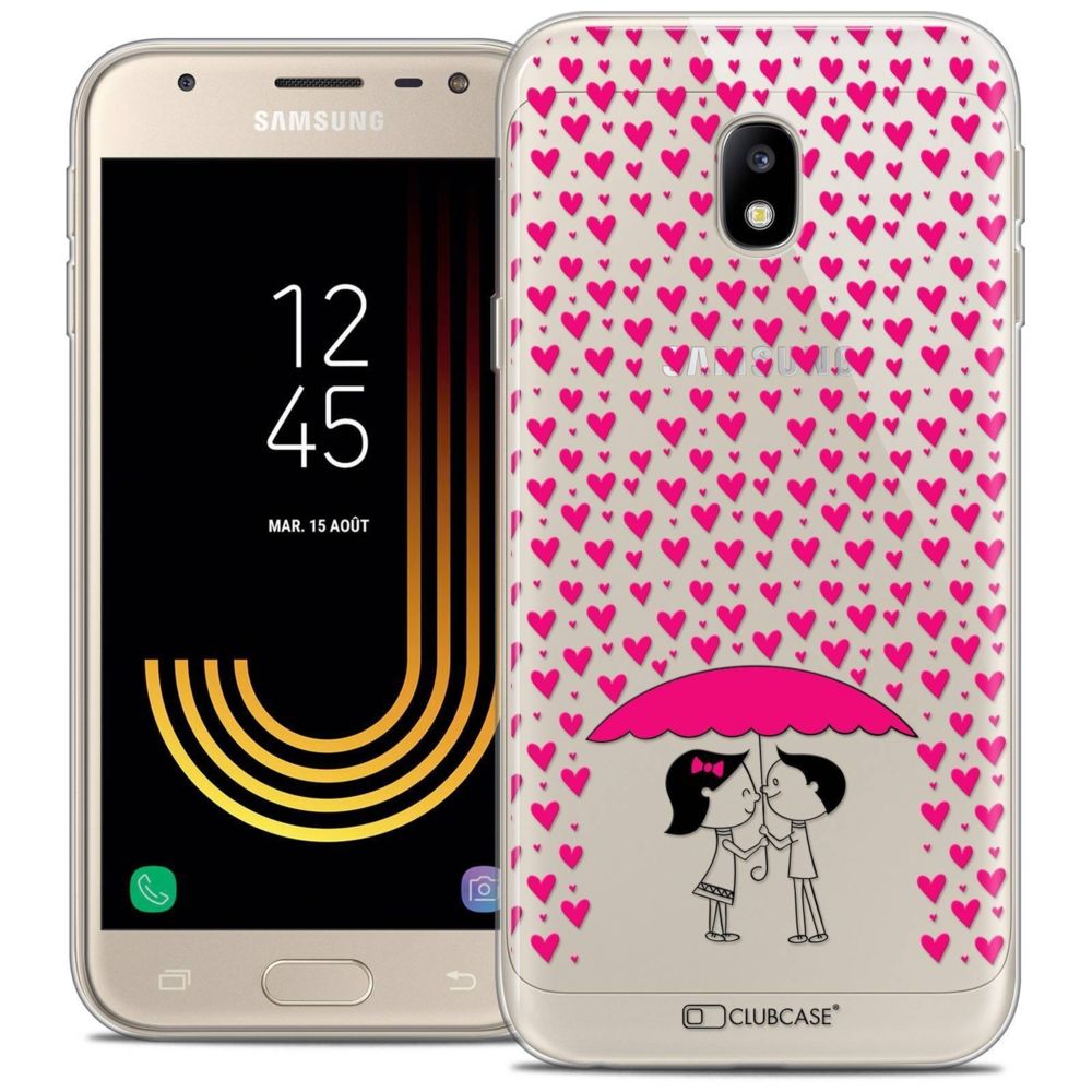 Caseink - Coque Housse Etui Samsung Galaxy J3 2017 J320 (5 ) [Crystal Gel HD Collection Love Saint Valentin Design Pluie d'Amour - Souple - Ultra Fin - Imprimé en France] - Coque, étui smartphone