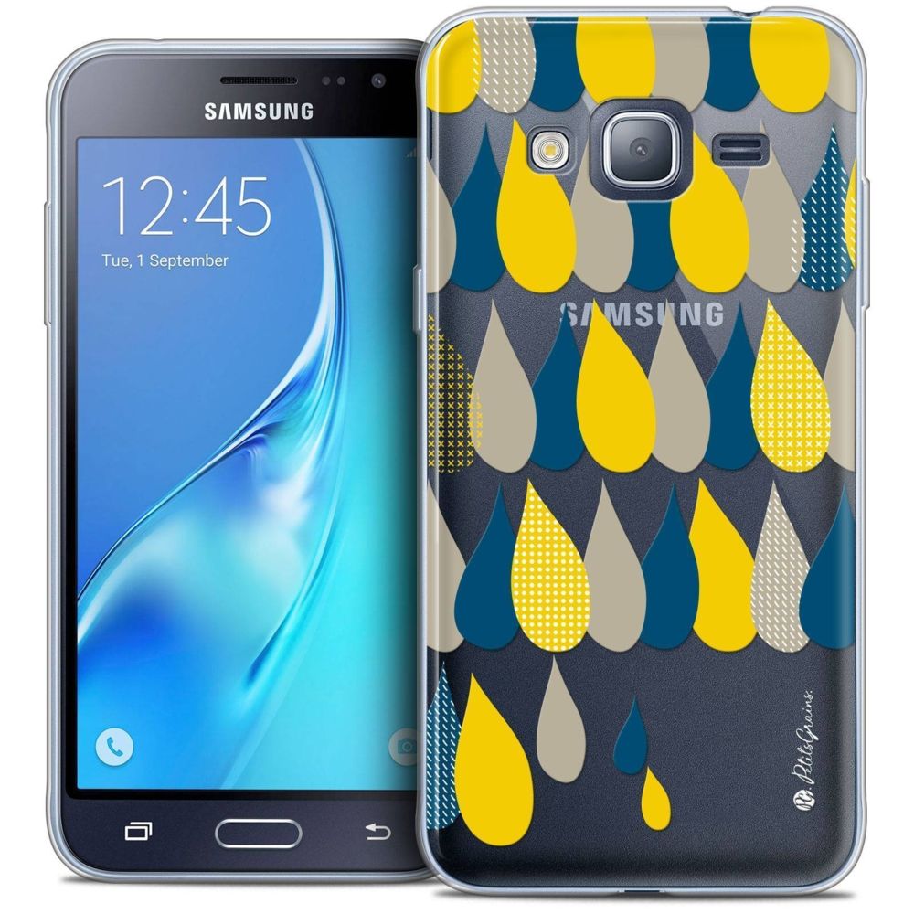 Caseink - Coque Housse Etui Samsung Galaxy J3 2016 (J320) [Crystal HD Collection Petits Grains ? Design 3 Gouttes de Pluie - Rigide - Ultra Fin - Imprimé en France] - Coque, étui smartphone