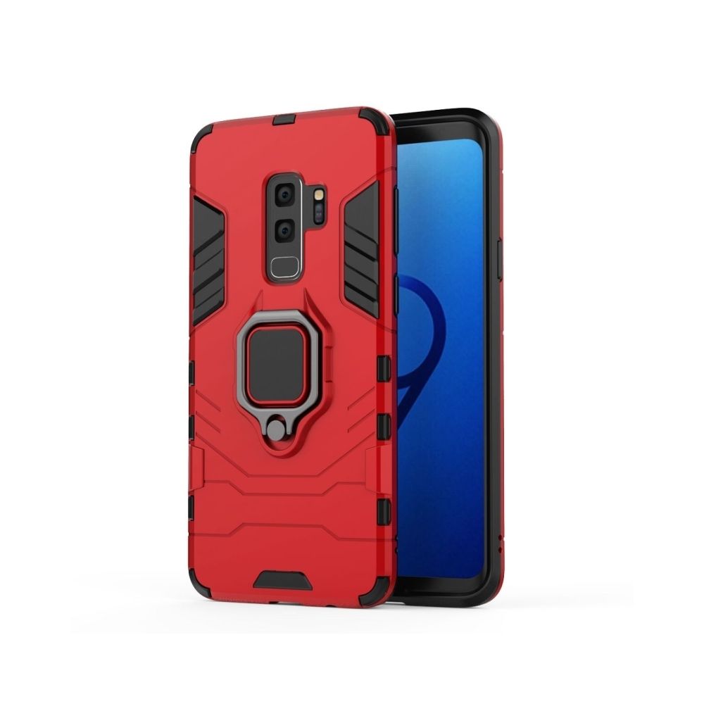 Wewoo - Coque Housse de protection antichoc PC + TPU pour Galaxy S9 Plus, avec support d'anneau magnétique (rouge) - Coque, étui smartphone