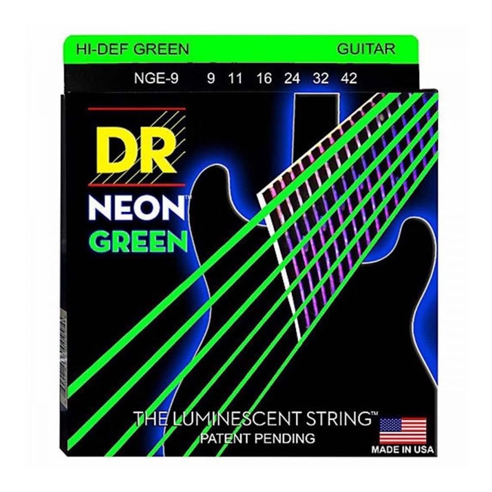 Dr - Jeu de cordes guitare électrique DR Neon Lite vert NGE9 09-42 - Accessoires instruments à cordes