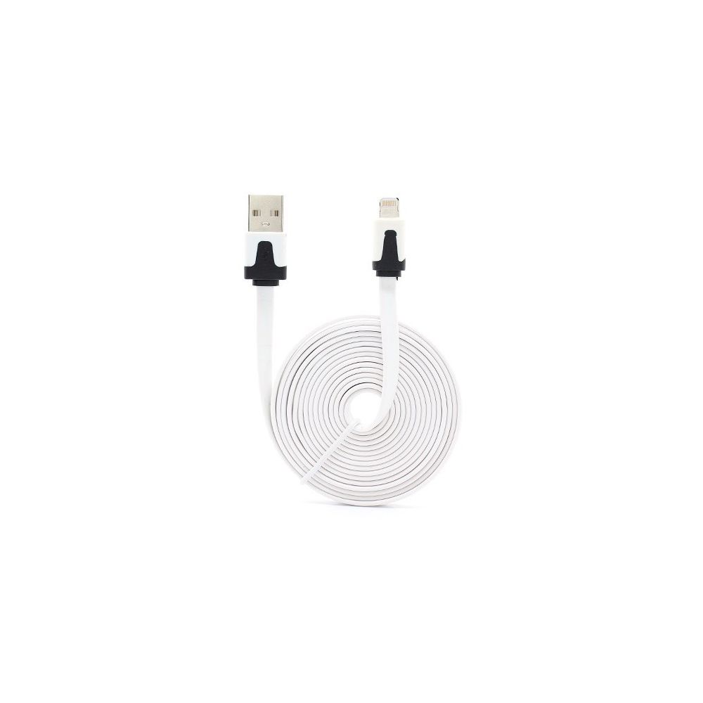 Shot - Cable Noodle 3m Lightning pour IPHONE APPLE 3 Metres Chargeur USB Smartphone Connecteur (BLANC) - Chargeur secteur téléphone