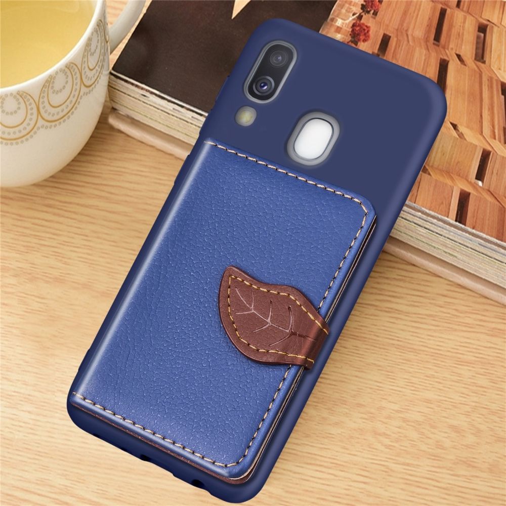 Wewoo - Coque Renforcée Support de portefeuille de sac de carte de modèle de litchi + Etui de téléphone TPU avec fente pour carte de Galaxy A40 Bleu - Coque, étui smartphone