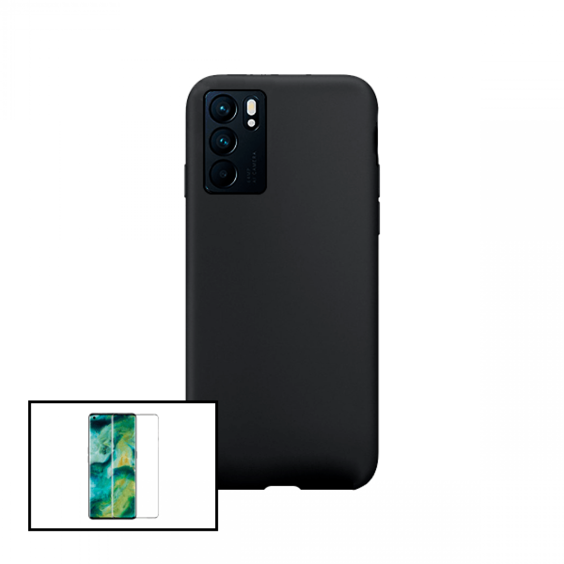Phonecare - Kit de Film de Verre Trempé 5D à Couverture Complète + Coque en Silicone Liquide pour OPPO RENO6 PRO 5G - Coque, étui smartphone