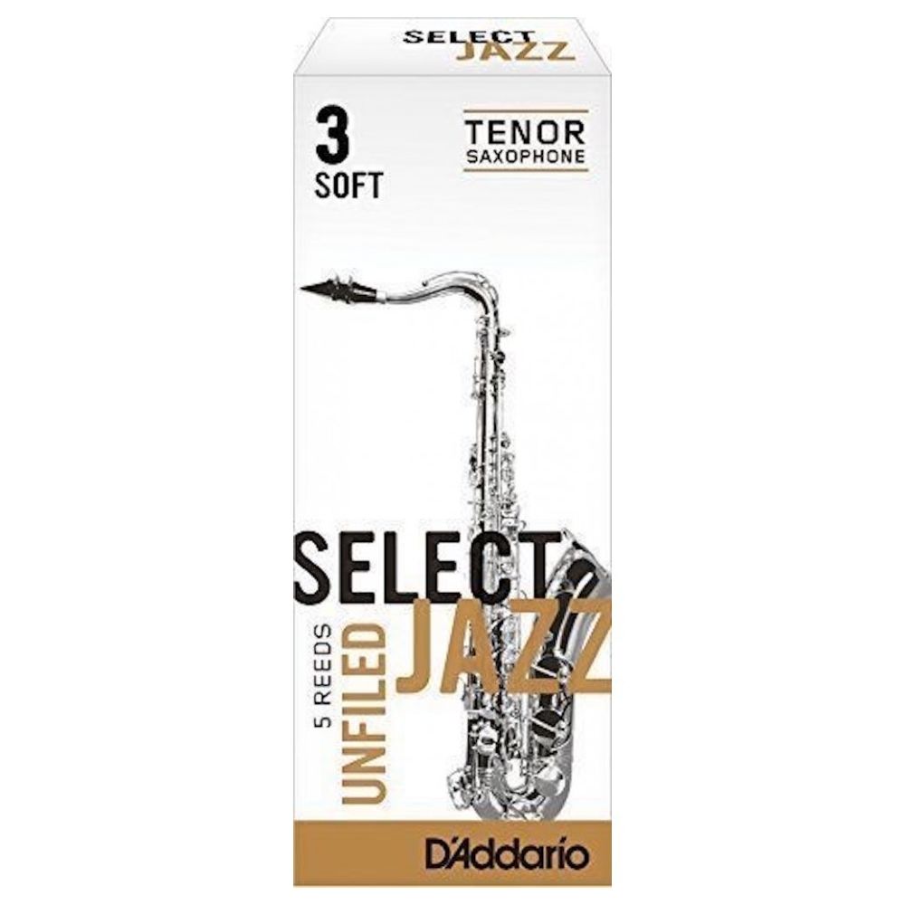 Rico - Boite de 5 anches Rico Select Jazz unfiled pour saxophone ténor force 3 soft - Accessoires instruments à vent