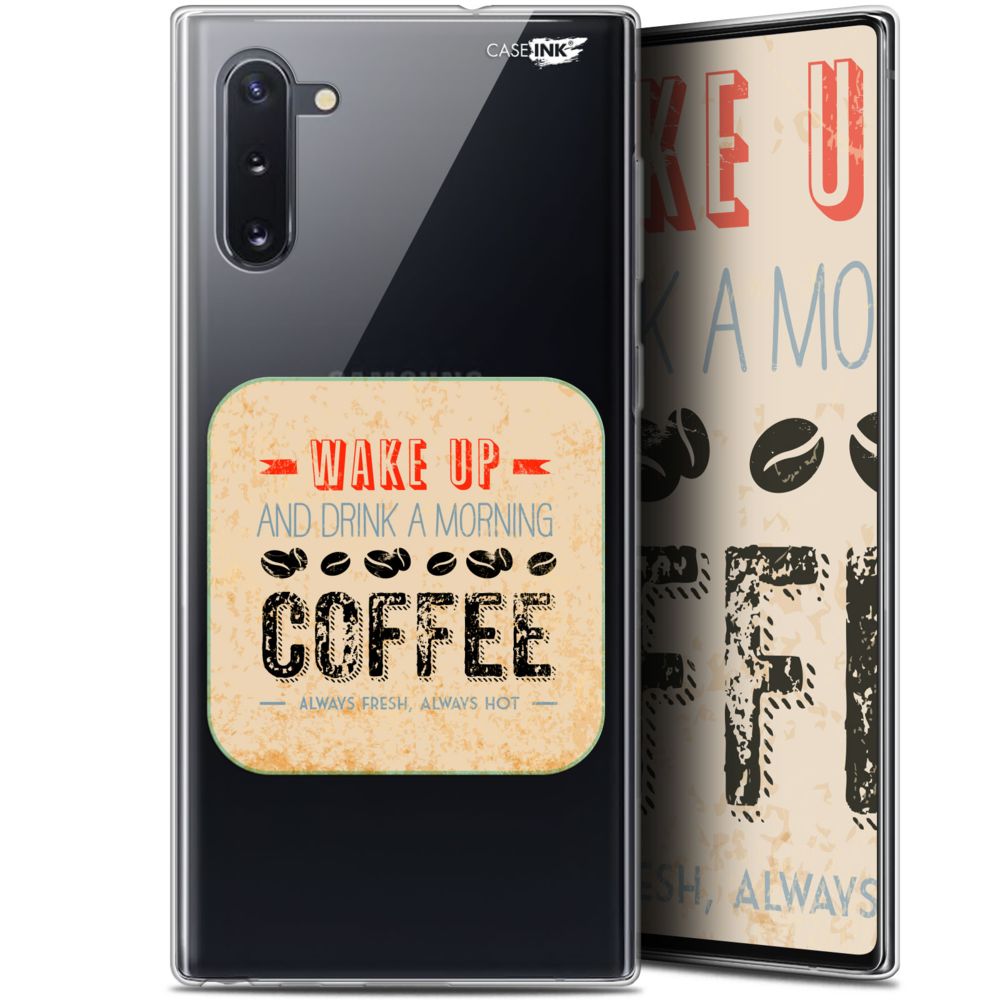 Caseink - Coque arrière Samsung Galaxy Note 10 (6.3 ) Gel HD [ Nouvelle Collection - Souple - Antichoc - Imprimé en France] Wake Up With Coffee - Coque, étui smartphone