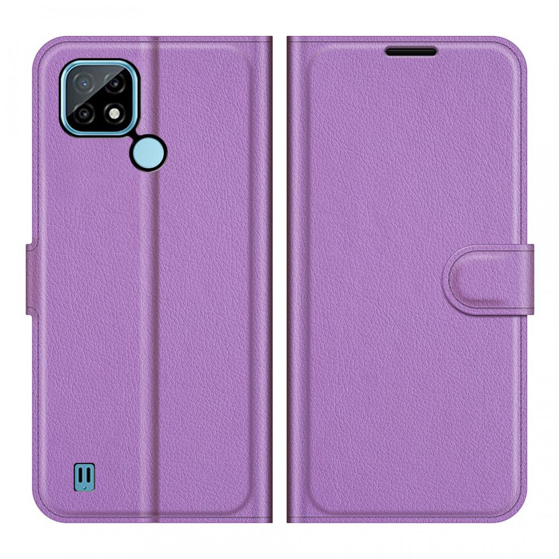 Other - Etui en PU Design Litchi Texture Flip avec support violet pour votre Realme C21 - Coque, étui smartphone