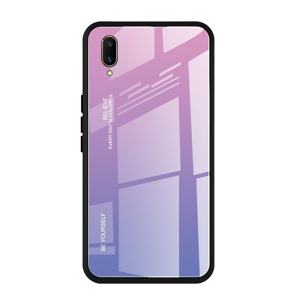 Wewoo - Coque Pour Vivo V11 Gradient Color Glass Case Light Purple - Coque, étui smartphone