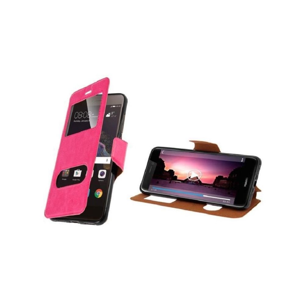 marque generique - Housse Clapet Folio Fenetre Rose Interieur Silicone pour Huawei P10 - Coque, étui smartphone
