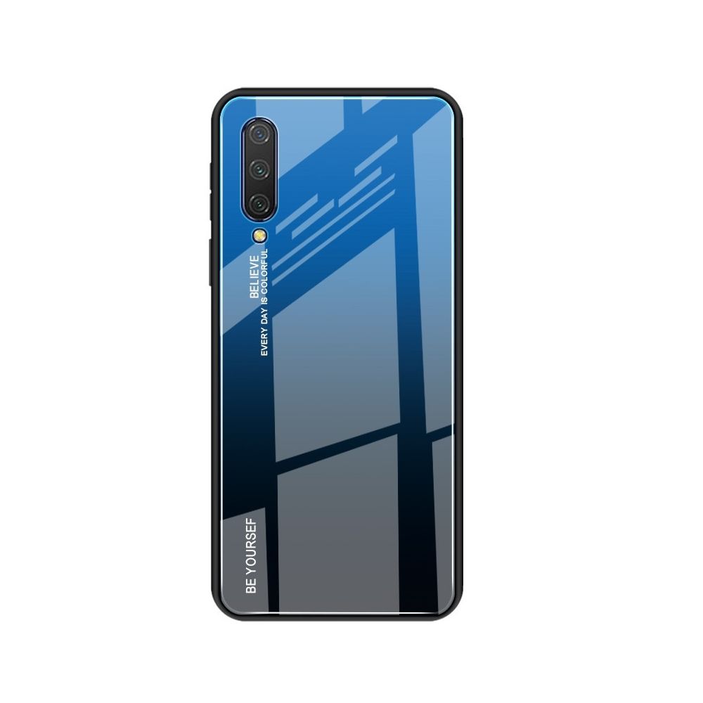 Wewoo - Coque Pour Xiaomi Mi CC9 Gradient Color Glass Case Blue - Coque, étui smartphone