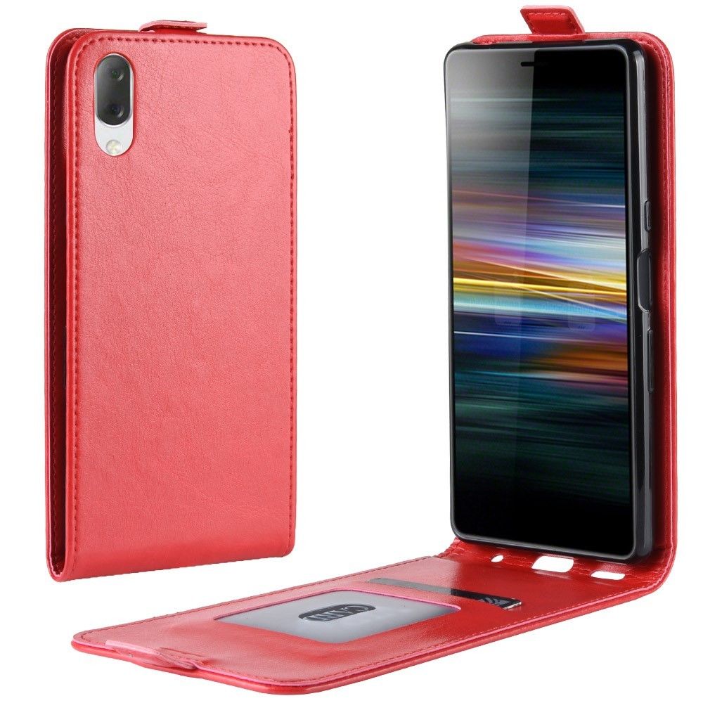marque generique - Etui en PU cheval fou porte-cartes vertical rouge pour votre Sony Xperia L3 - Coque, étui smartphone