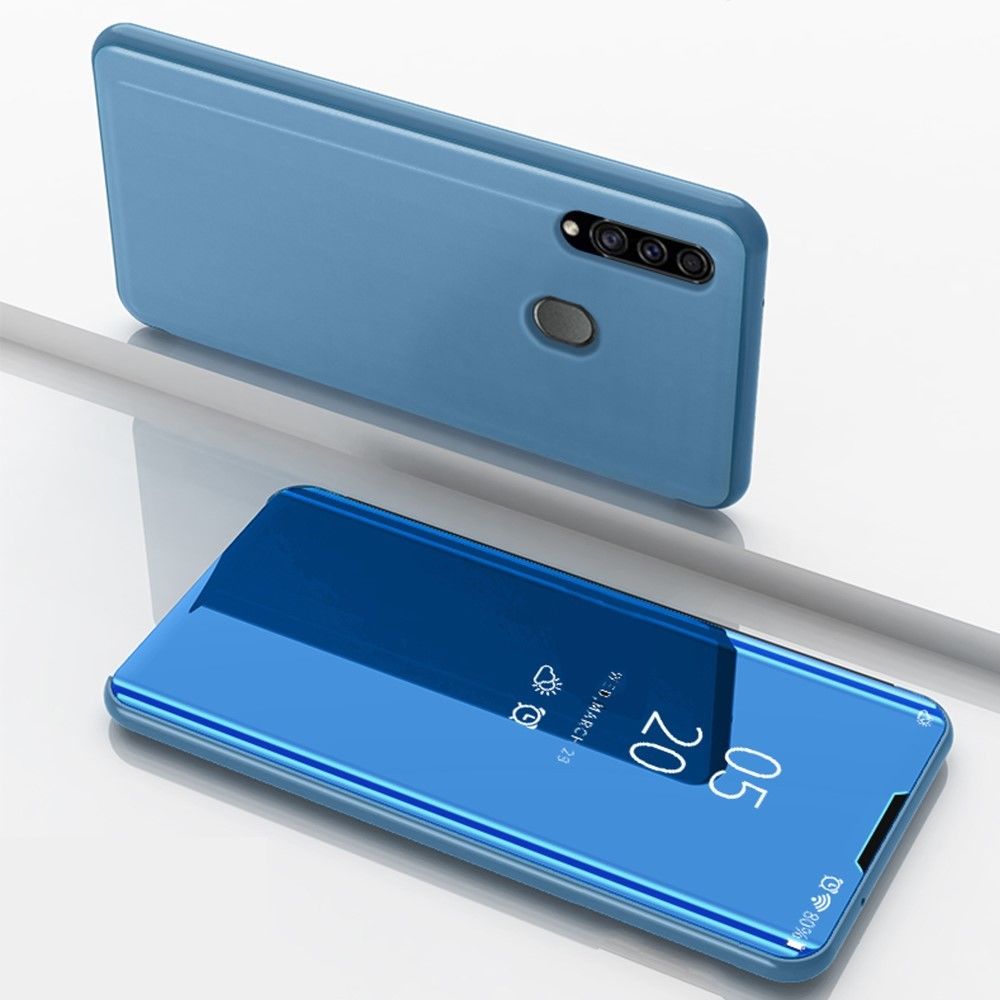 marque generique - Etui en PU miroir surface vue fenêtre bascule bleu clair pour votre Samsung Galaxy A20s - Coque, étui smartphone