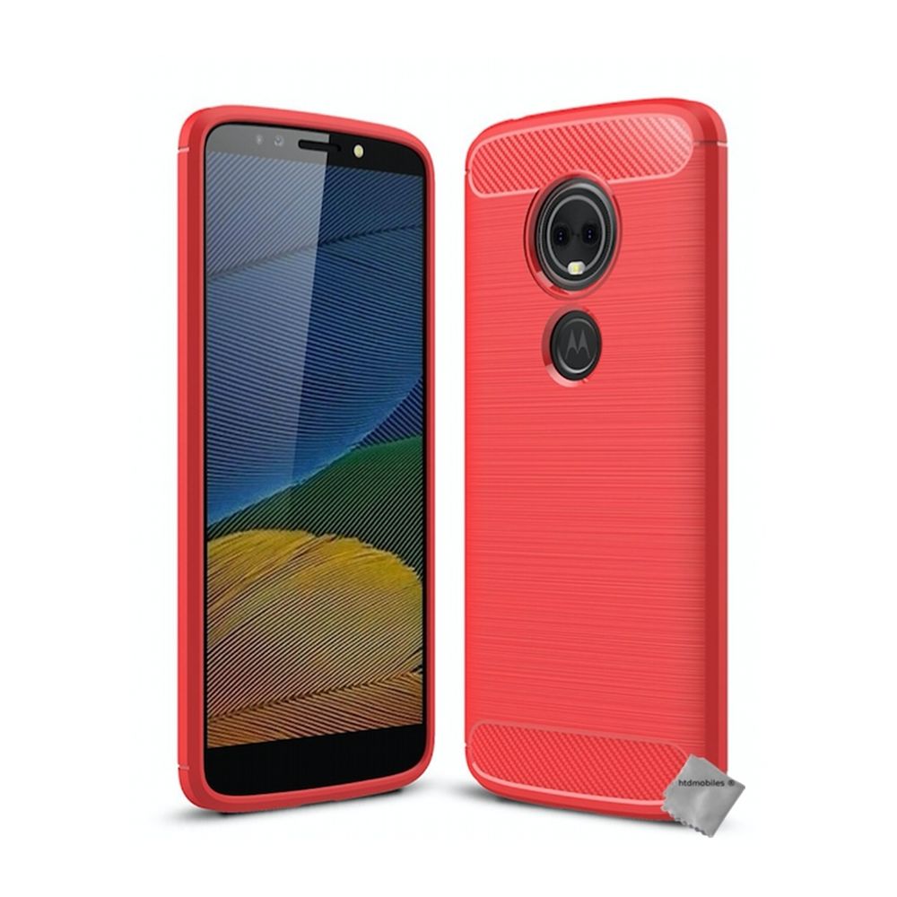 Htdmobiles - Housse etui coque silicone gel carbone pour Motorola Moto E5 Plus + film ecran - ROUGE - Autres accessoires smartphone