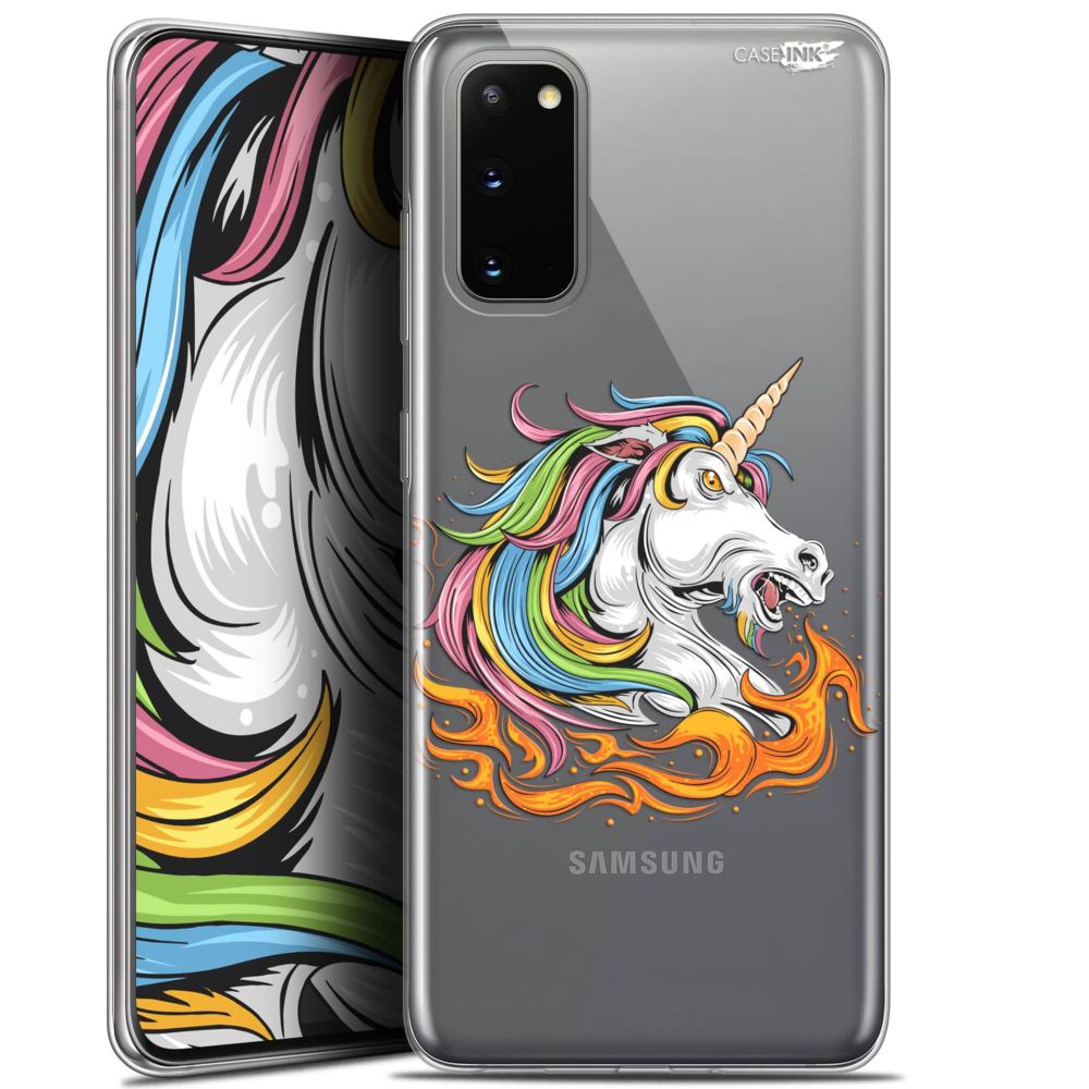 Caseink - Coque arrière Samsung Galaxy S20 (6.2 ) Gel HD [ Nouvelle Collection - Souple - Antichoc - Imprimé en France] Licorne de Feu - Coque, étui smartphone