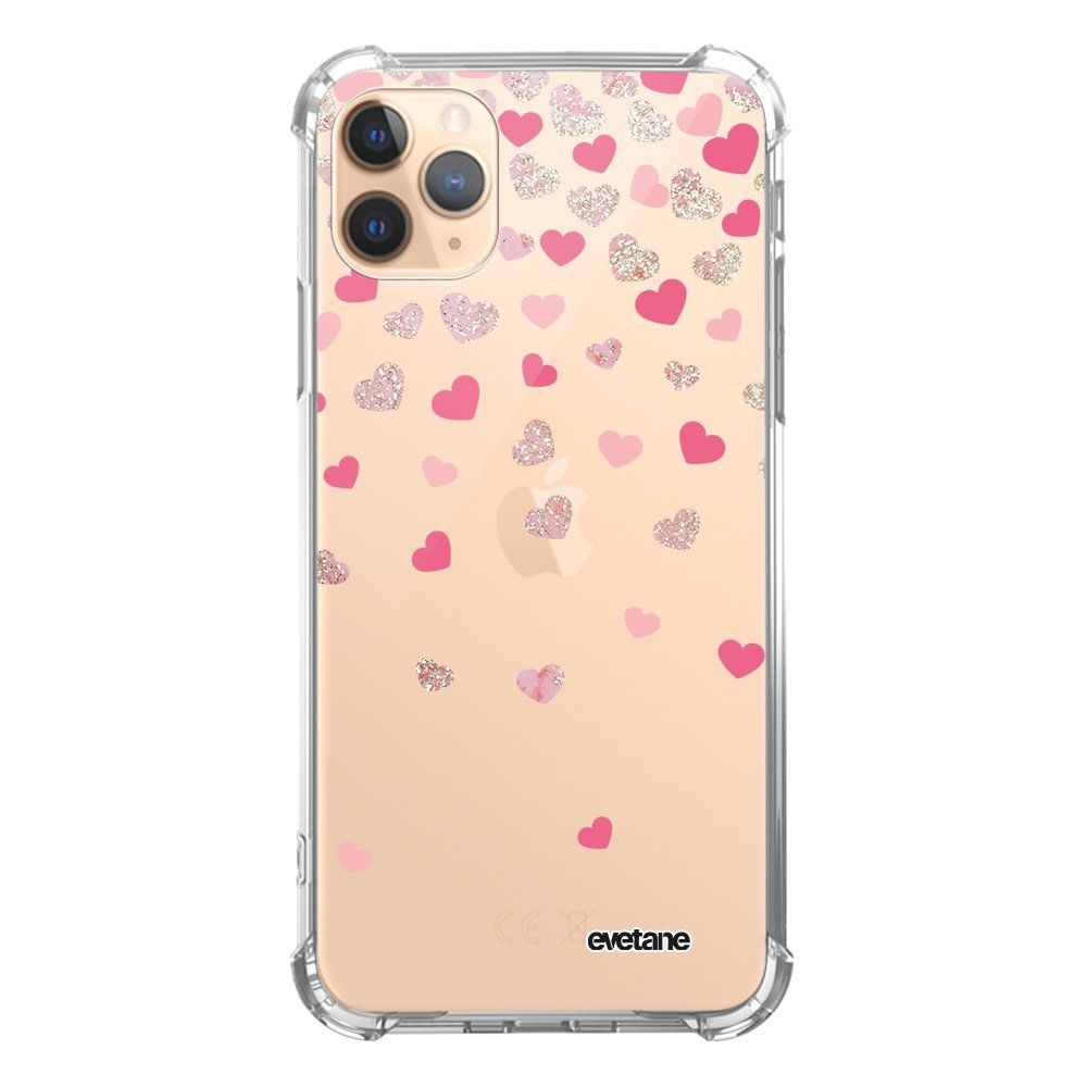 Evetane - Coque iPhone 11 Pro anti-choc souple avec angles renforcés transparente Coeurs en confettis Evetane - Coque, étui smartphone