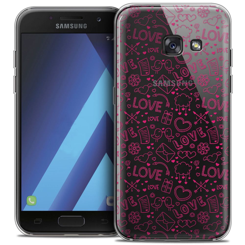 Caseink - Coque Housse Etui Samsung Galaxy A7 2017 A700 (5.7 ) [Crystal Gel HD Collection Love Saint Valentin Design Doodle - Souple - Ultra Fin - Imprimé en France] - Coque, étui smartphone