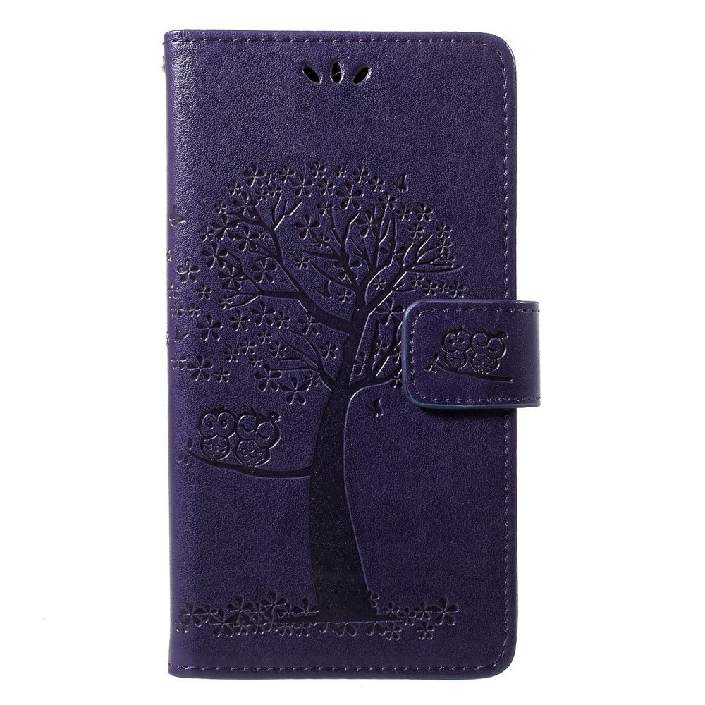 marque generique - Etui en PU chouette arboricole violet foncé pour votre Huawei Honor 8A - Coque, étui smartphone