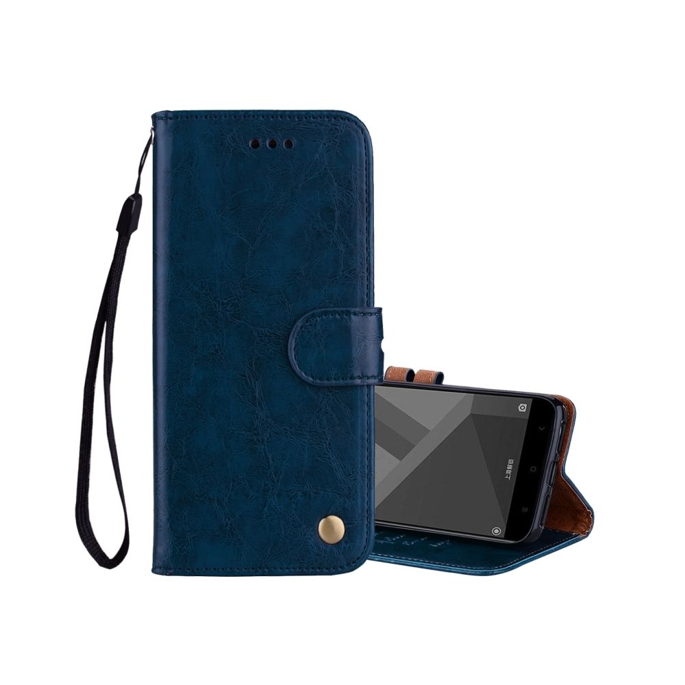 Wewoo - Housse Étui bleu pour Xiaomi Redmi 4X Business Style huile cire texture horizontale en cuir Flip Case avec titulaire et fentes cartes porte-monnaie - Coque, étui smartphone