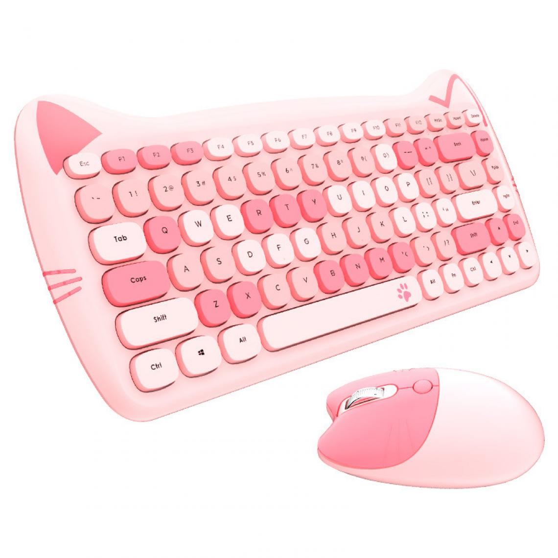 Generic - Ensemble clavier et souris sans fil 2.4G Mofii Accessoires pour ordinateur de bureau Lovely Cat - Clavier