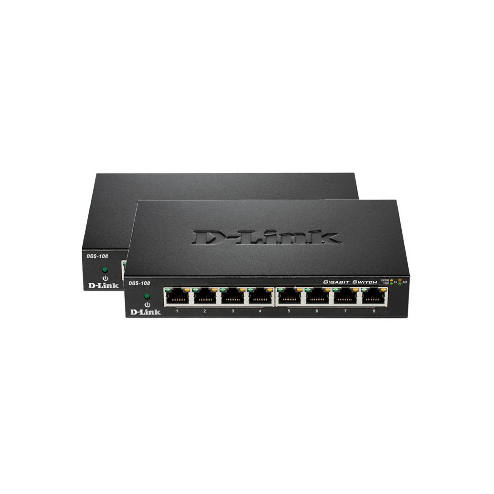 D-Link - Pack de 2 switchs DGS-108 D-Link 2x8 Ports Gigabit Ethernet - Switch