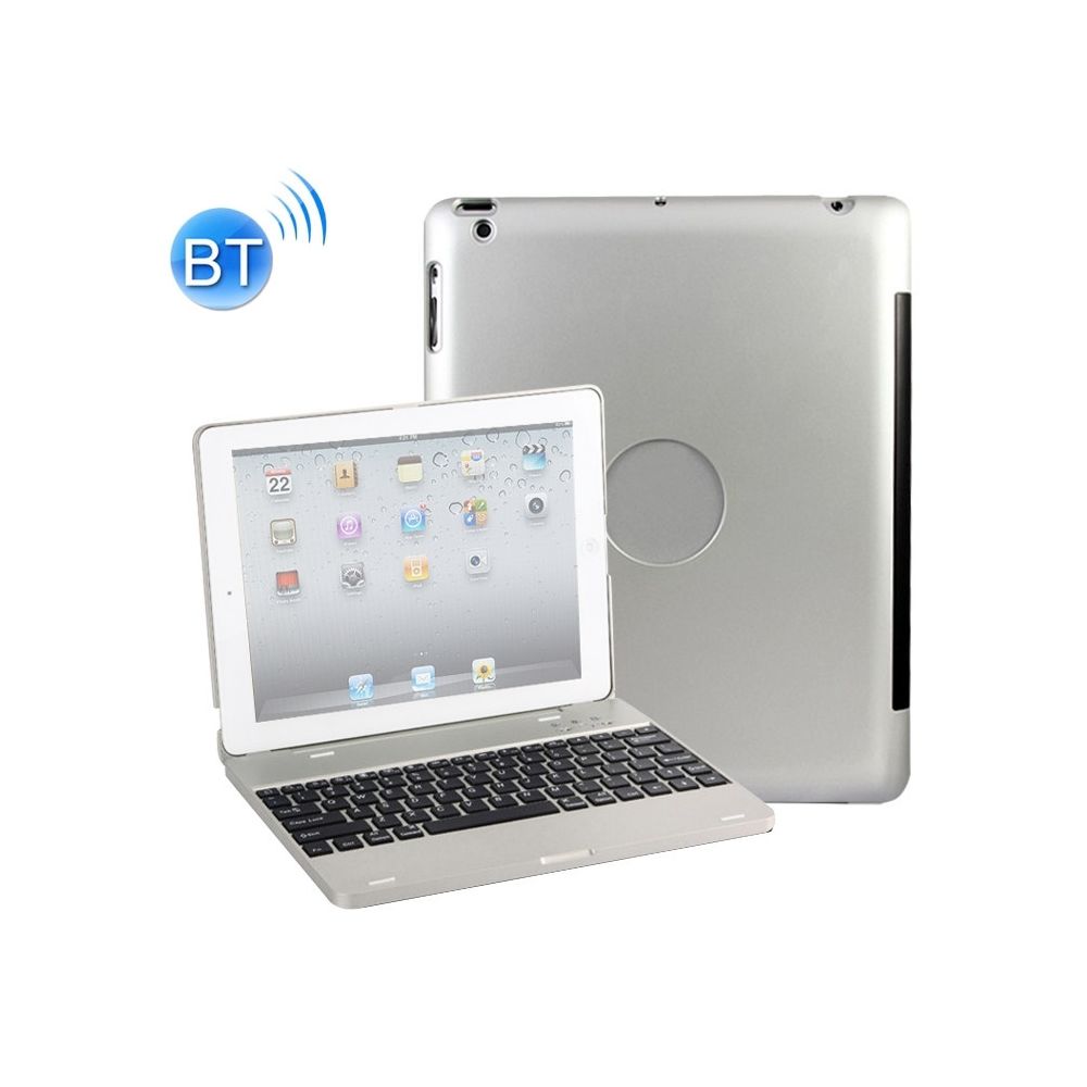 Wewoo - P2095 pour iPad 4/3/2 version ordinateur portable en alliage d'aluminium Bluetooth clavier housse de protection argent - Clavier