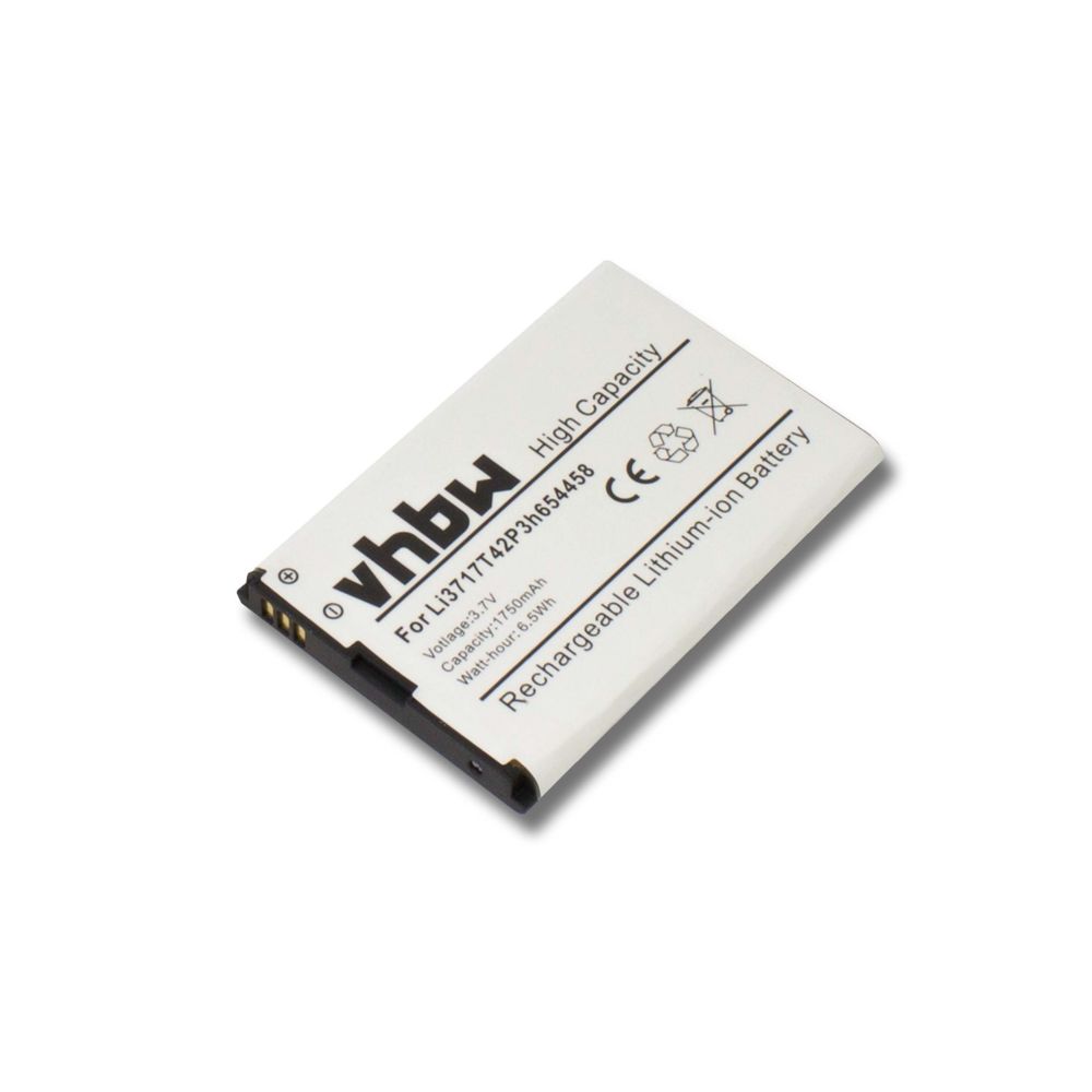 Vhbw - Batterie Li-Ion vhbw 1750mAh (3.7V) pour Handy Smartphone ZTE Authentic, U790 .Remplace: Li3717T42P3h654458. - Modem / Routeur / Points d'accès