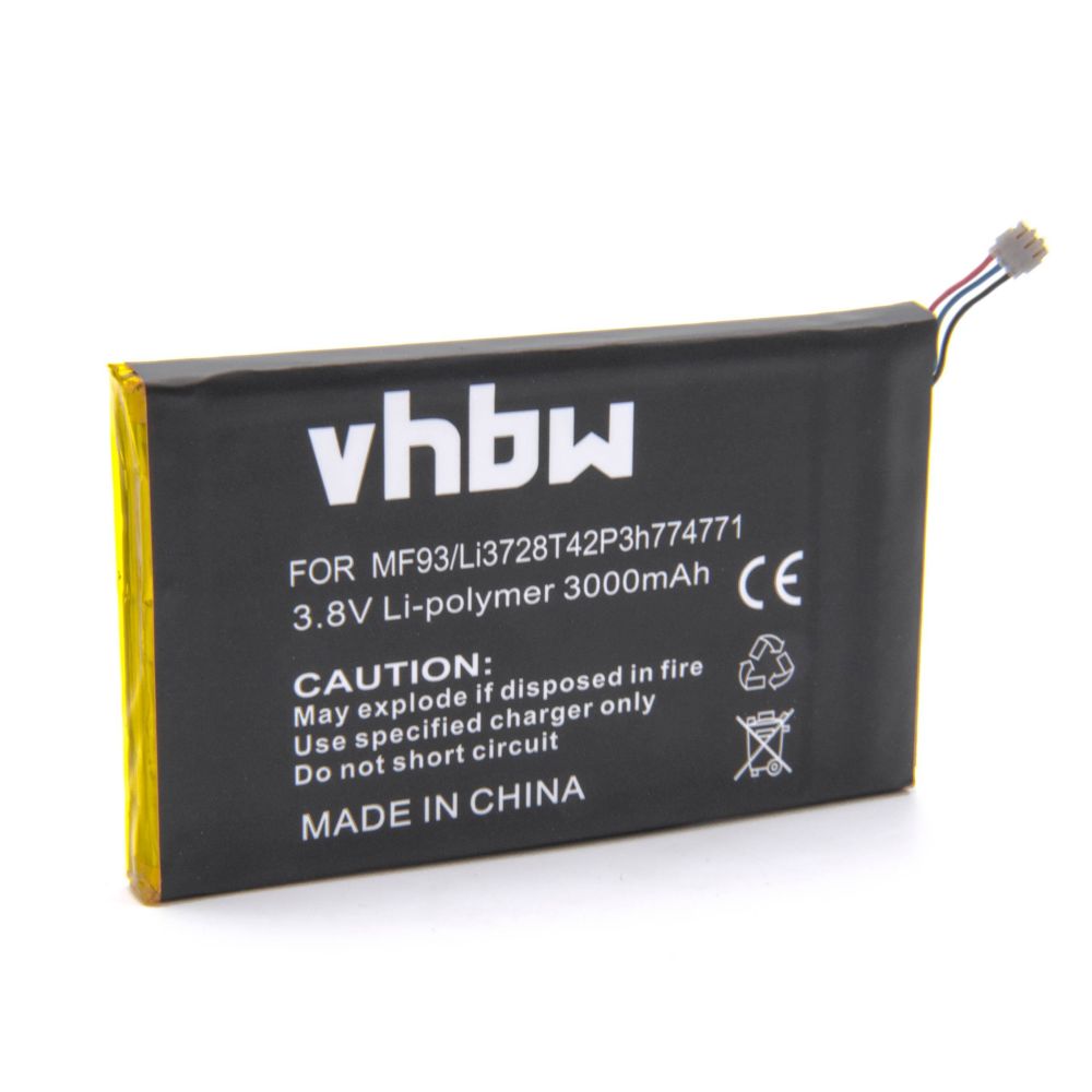 Vhbw - vhbw Li-Polymère batterie 3000mAh (3.7V) pour votre router mobile, hotspot ZTE MF93, MF93D, MF93e remplace Li3728T42P3h774771. - Modem / Routeur / Points d'accès