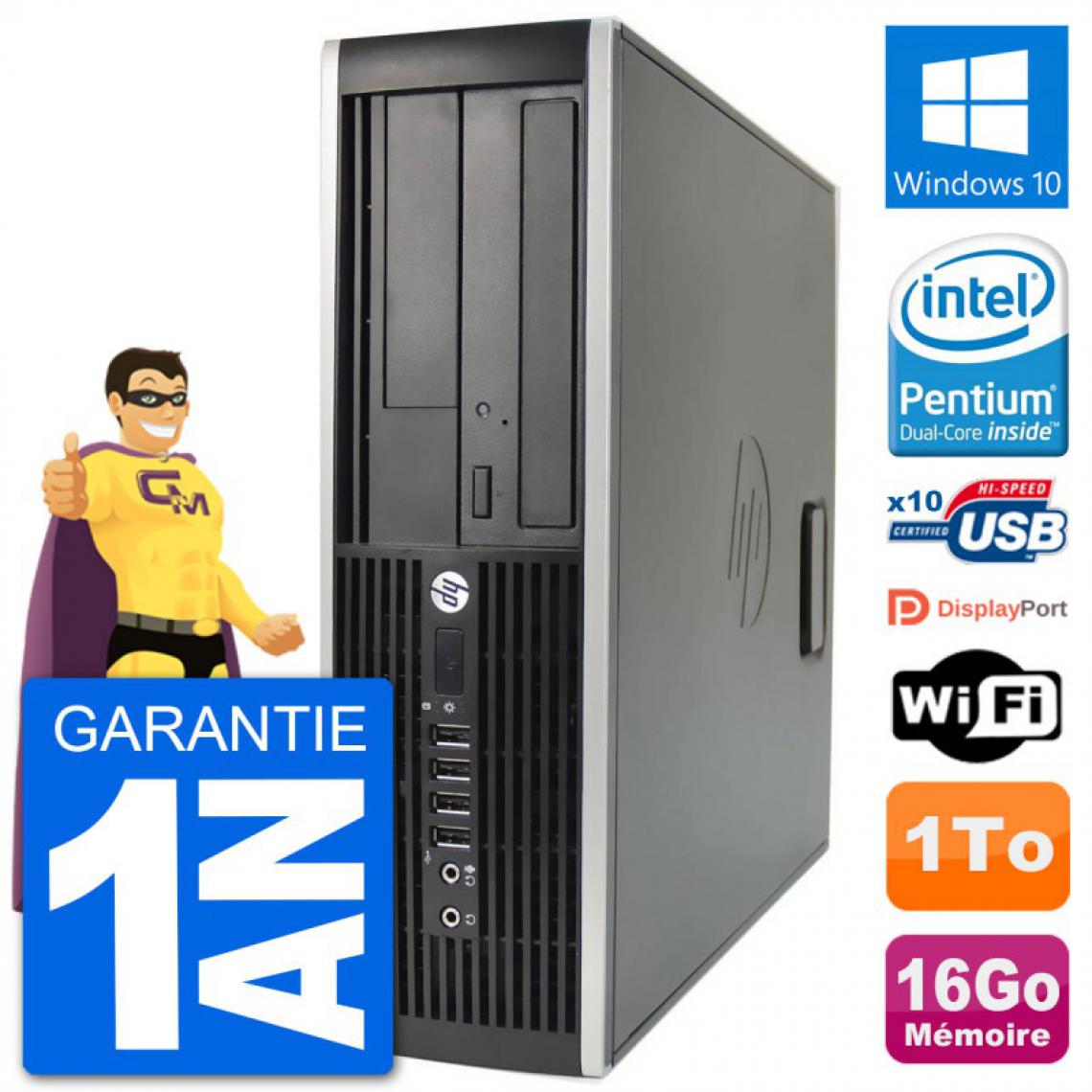 Hp - PC HP Compaq 6200 Pro SFF Intel G630 RAM 16Go Disque Dur 1To Windows 10 Wifi - PC Fixe
