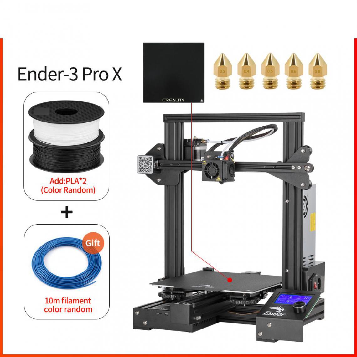 Generic -  imprimante 3D CREALITY 3D Ender-3 Pro  avec à tête d'impression  PLA,  ABS , TP  et  2 Filaments  44 * 44 *  46.5  cm - Noir  - Imprimante 3D