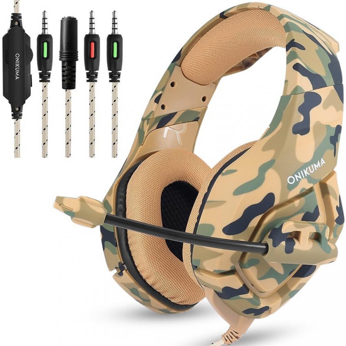 Universal - Casque de camouflage, casque de jeu, casque de jeu, microphone pour téléphone portable, tablette |(Jaune) - Micro-Casque