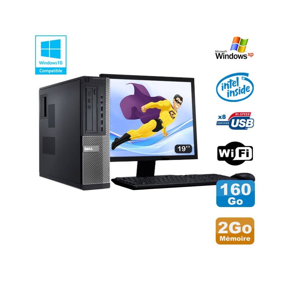 Dell - Lot PC DELL Optiplex 3010 DT G2020 2.9Ghz 2Go 160Go DVD WIFI Win XP + Ecran 19 - PC Fixe
