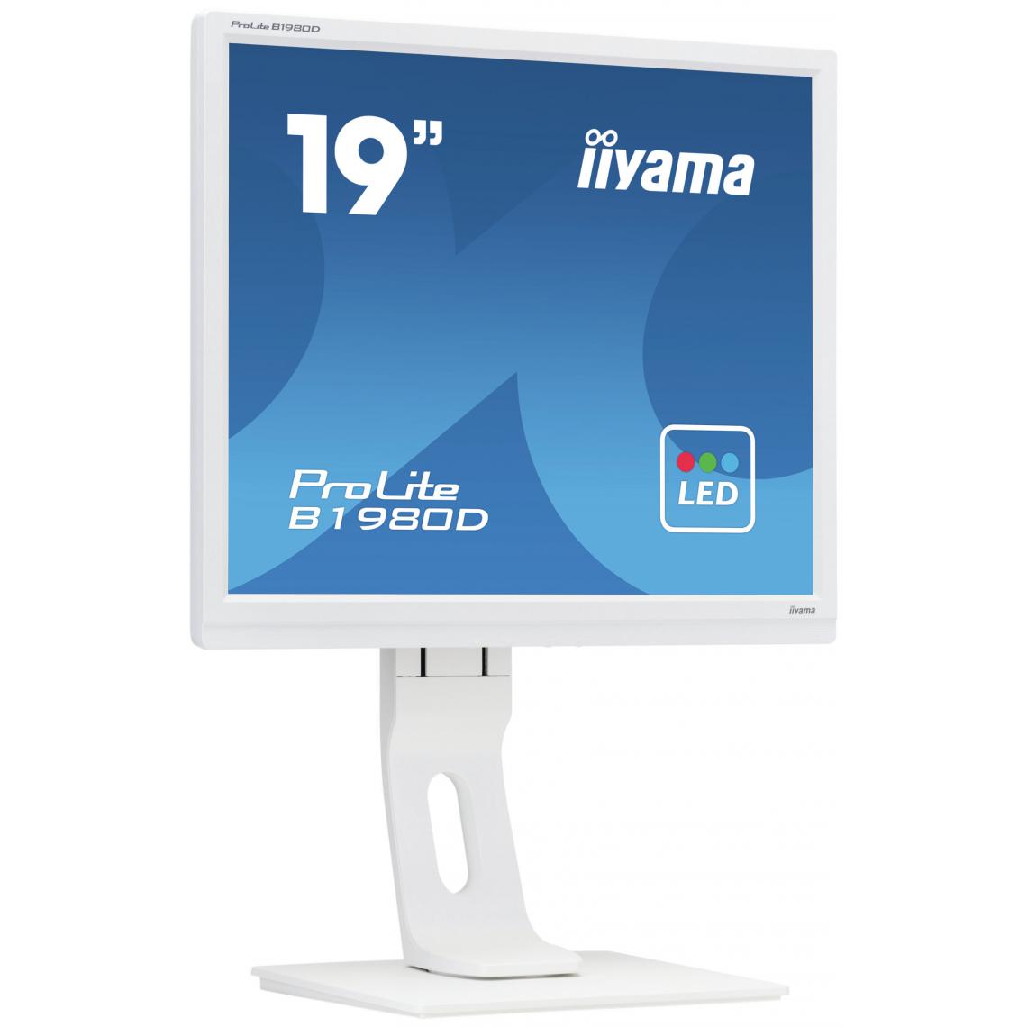 Iiyama - Ecran 19'' Blanc LED 5:4 1280x1024 5ms 250 cd/m VGA DVI réglable haute - Moniteur PC