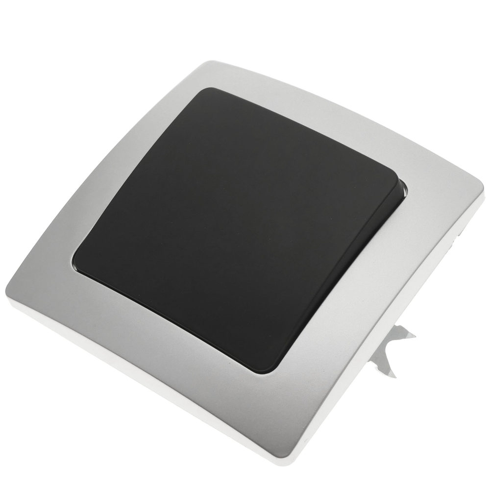 Bematik - Poussoir encastrable avec plaque de finition 80x80mm série Lille argent et gris - Moniteur PC