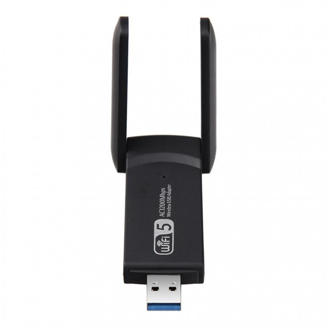 marque generique - Adaptateur Sans Fil USB Wifi Dongle 2.4 Et 5 GHz Avec 2 Antennes Pour Ordinateur Portable PC - Clé USB Wifi