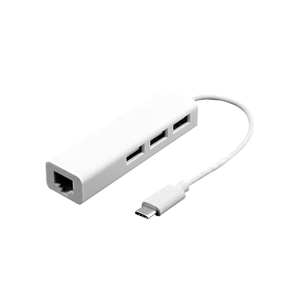 Wewoo - Câble blanc pour MacBook 12 pouces / Chromebook Pixel 2015, Longueur: 13cm Adaptateur Ethernet USB-C 3.1 / Type-C 100 Mbps avec Hub USB 2.0 3 ports - Hub