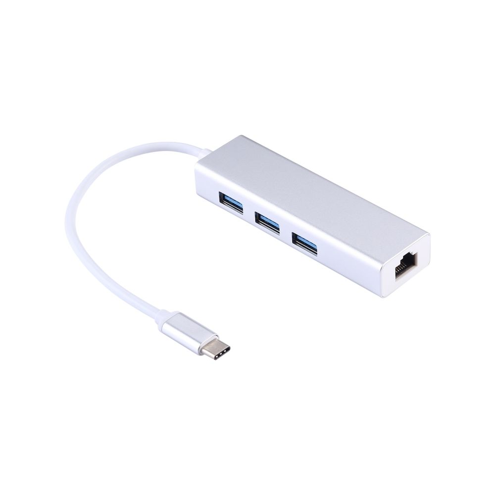 Wewoo - HUB Aluminium Shell 3 Ports USB3.0 HUB + Adaptateur Ethernet Gigabit USB-C / Type-C - Hub