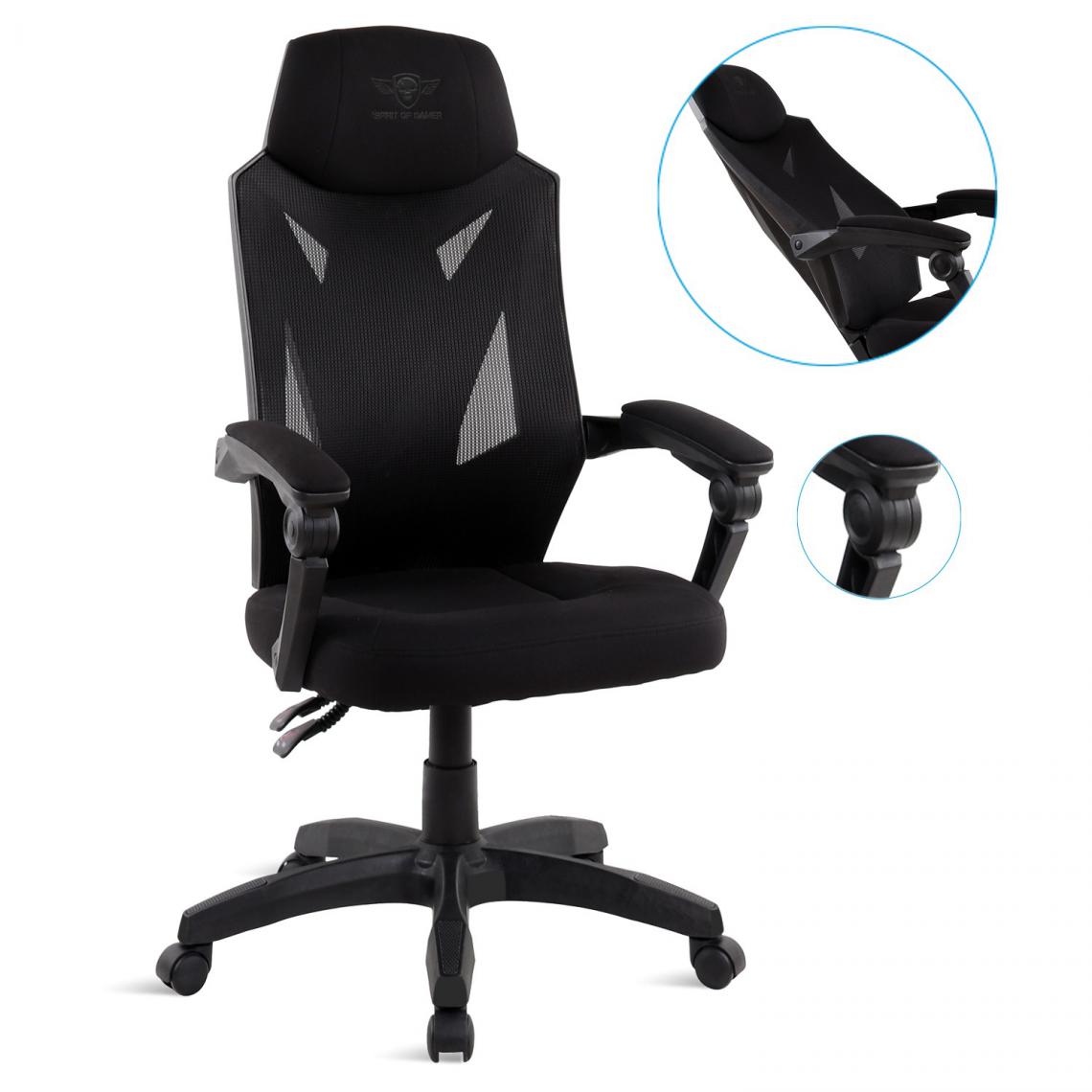 Spirit Of Gamers - Fauteuil Spirit of gamer Hellcat Black, Style futuriste, Inclinable - Chaise gamer