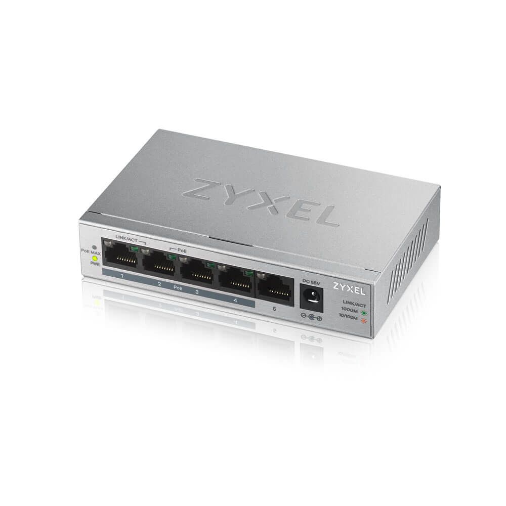 Zyxel - Zyxel GS1005HP Non-géré Gigabit Ethernet (10/100/1000) Argent Connexion Ethernet, supportant l'alimentation via ce port (PoE) - Switch