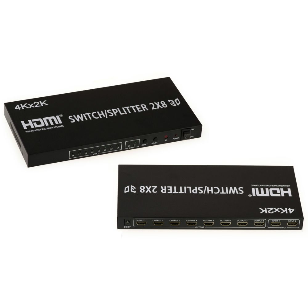 Kalea-Informatique - Switch Splitter HDMI : Choix d'une Source Parmi Deux POSSIBLES ET Affichage SIMULTANE sur Huit ECRANS - Switch