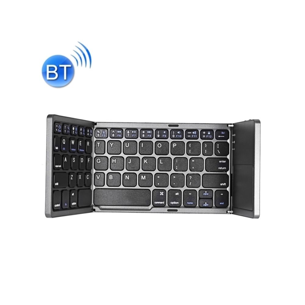 Wewoo - Clavier sans fil QWERTY noir B033 sans rechargeable à 3 plis 64 touches Bluetooth avec pavé tactile - Clavier