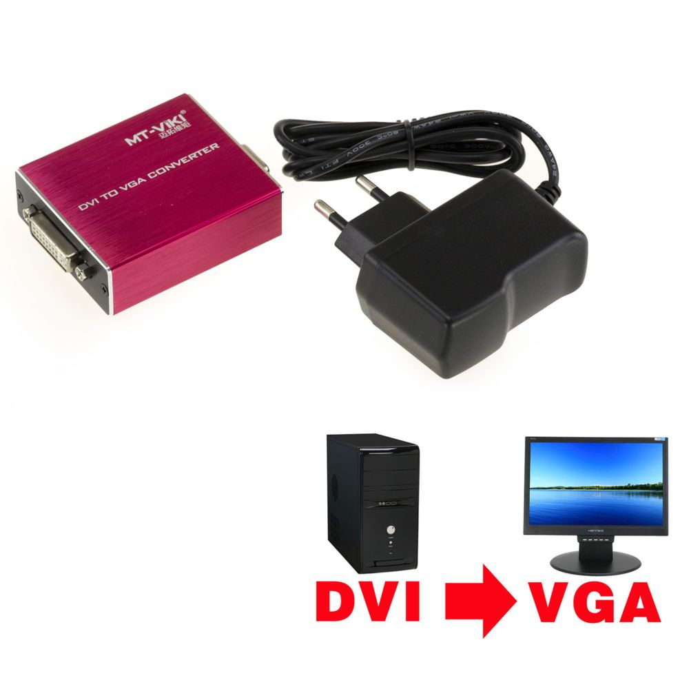 Kalea-Informatique - Convertisseur HAUTE QUALITE DVI - VGA - Pour utiliser un écran VGA sur une sortie DVI (DVI-D ou DVI-I) - 1920X1080 (1080p) - Switch