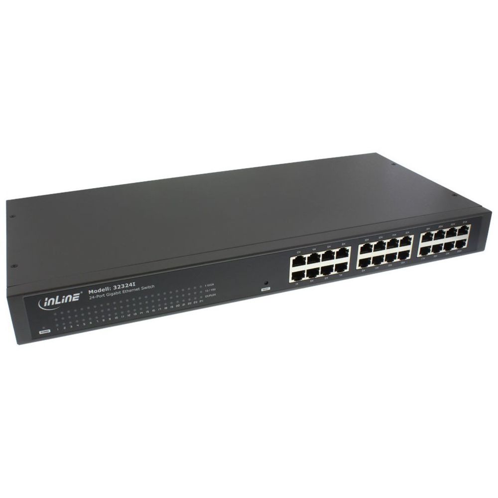 Inline - Commutateur réseau Gigabit InLine® 24 ports 10/100/1000 1 Go / s 19 ""métal sans bruit - Switch