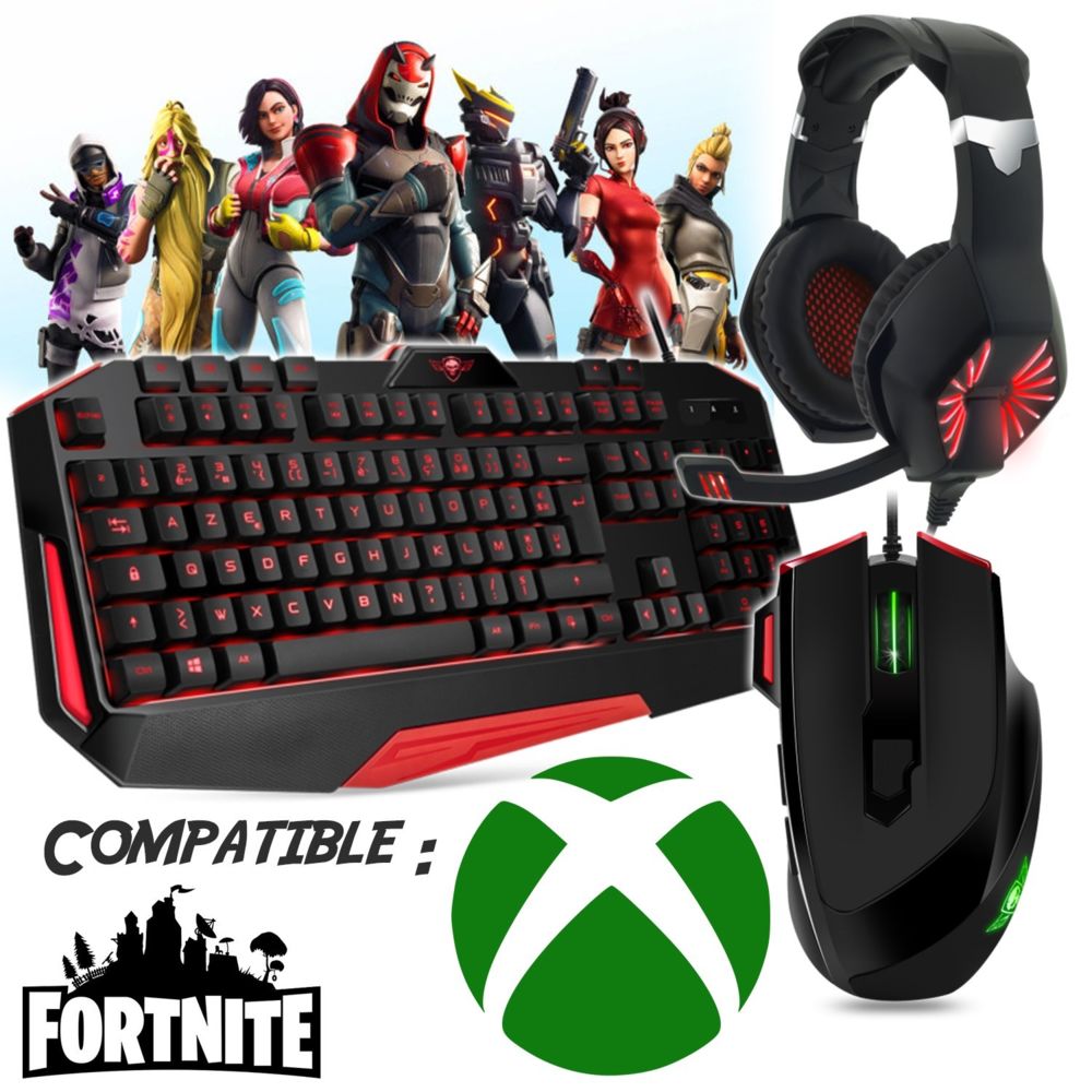 Spirit Of Gamer - Pack gamer Clavier, Souris, casque et tapis compatible Fortnite XBOX ONE, call of duty etc... - Pack Clavier Souris