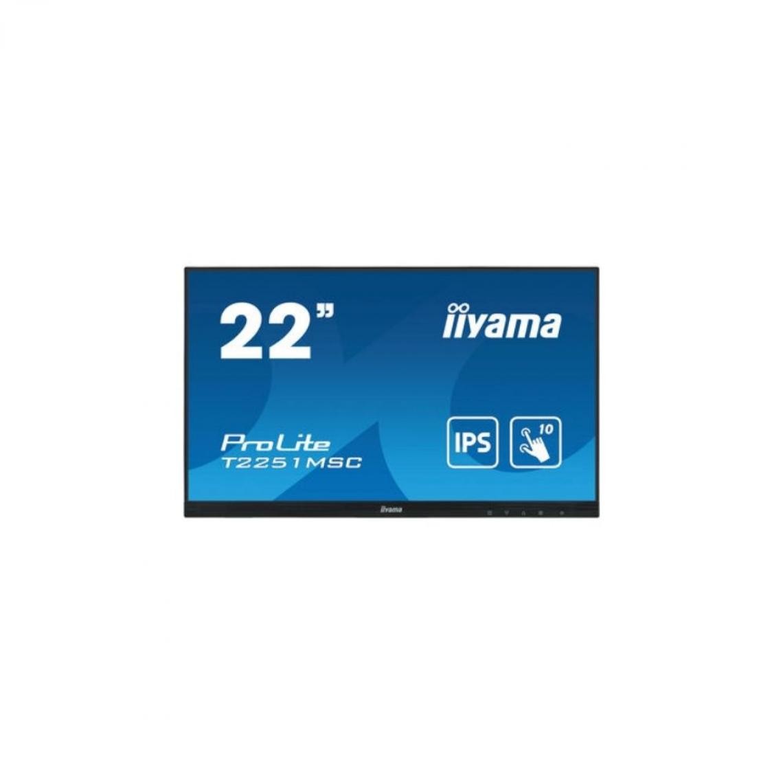 Iiyama - Ecran IIYAMA 21.5"Tactile PCAP 10 points Full HD 1920x1080 7ms 250 cd/m² VGA HDMI Displayport HPs 2x2W Noir sans cadre T2251MSC-B1 - Moniteur PC