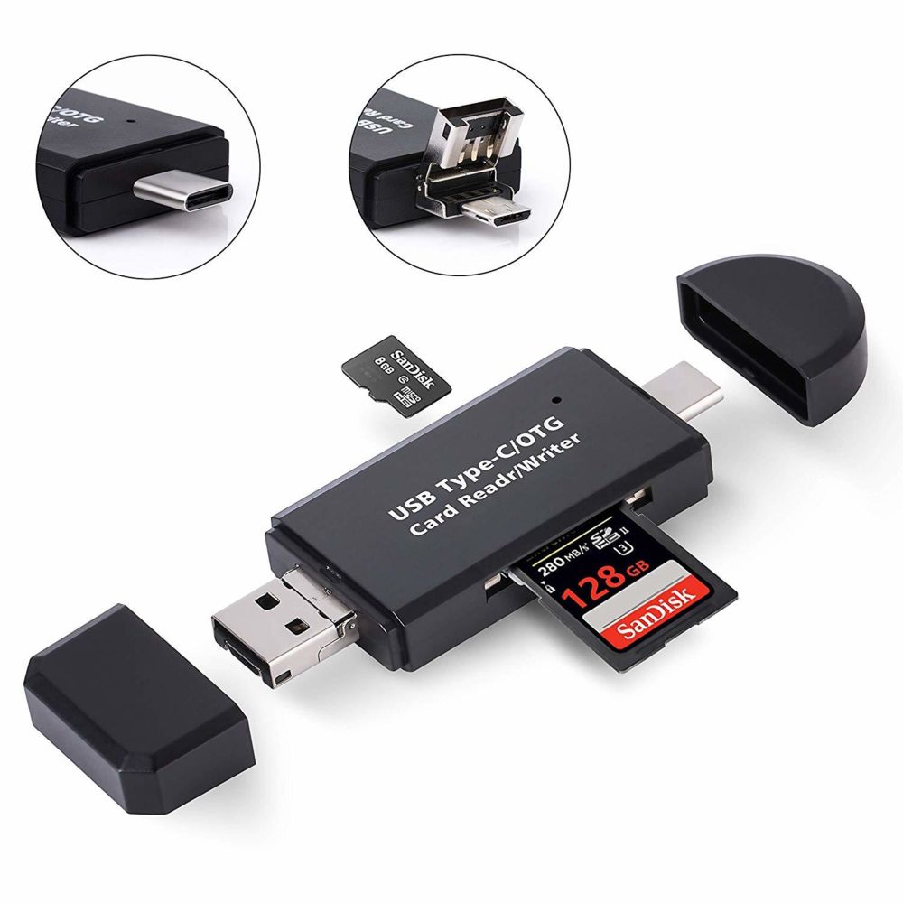 View Tek - ViewTek RD320 - Lecteur Enregistreur de Carte SD & Micro SD pour Ports USB / Micro USB / USB-C (USB Type-C) / OTG - Lecteur externe 4 en 1 USB2.0 - Pour Téléphone, Ordinateur PC et tablette etc.. - Lecteur carte mémoire
